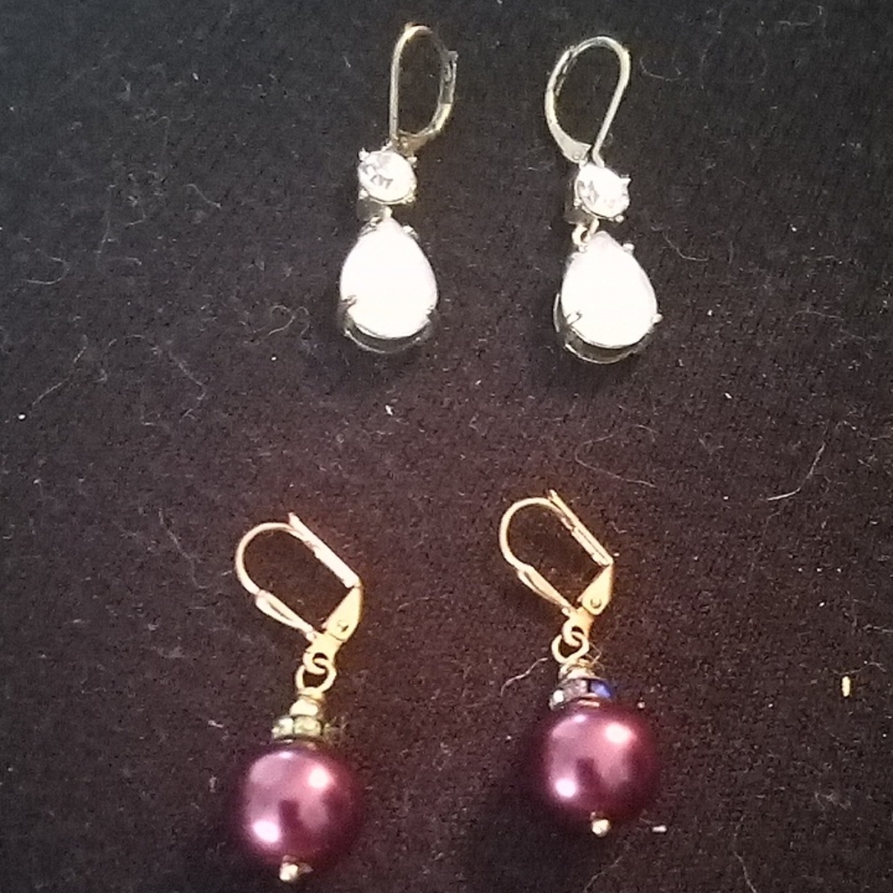 Elegant Purple Pearl Drop Earrings - Women Jewelry